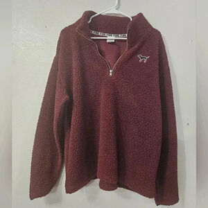 PINK victorias secret maroon pullover quarter zip jacket!
